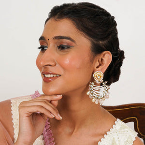 Traditional Kundan earrings in gold-tone, perfect for weddings and festive wear