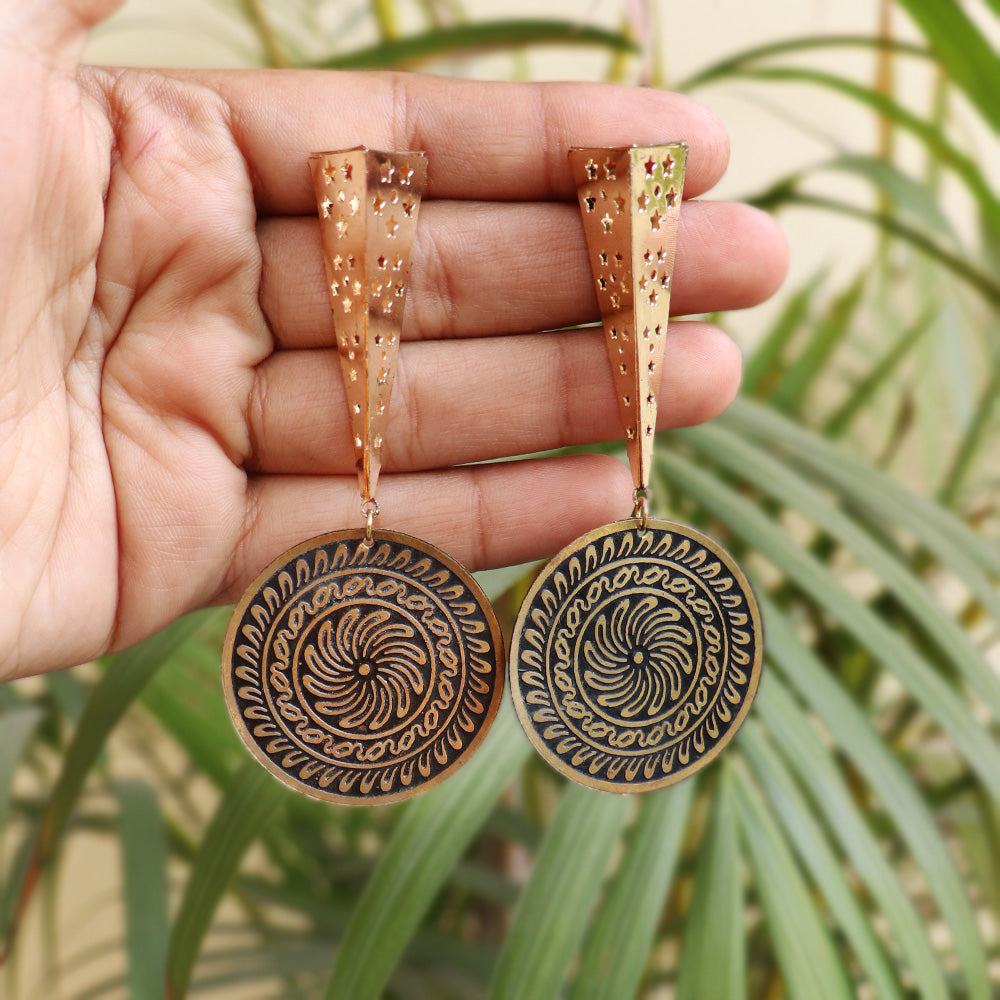 Black Etched Disk Earring