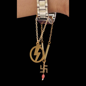 Laser cut mild steel with high gloss lacquer golden plating watch charms accessories