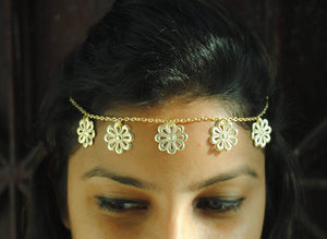 laser cut flower maang tika head accessory