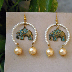 Traditional Kundan earrings in gold-tone, perfect for weddings and festive wear