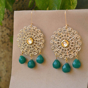 Traditional Kundan earrings in gold-tone, perfect for weddings and festive wear