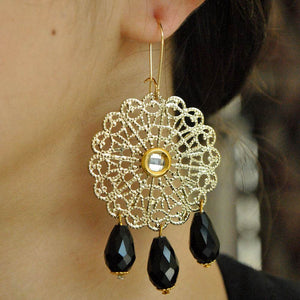 Traditional Kundan earrings in gold-tone, perfect for weddings and festive wear