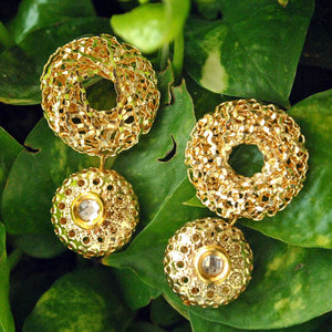 Traditional Kundan earrings in gold-tone, perfect for weddings and festive wear