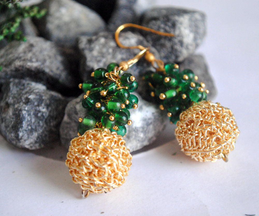 green beads garnish earrings