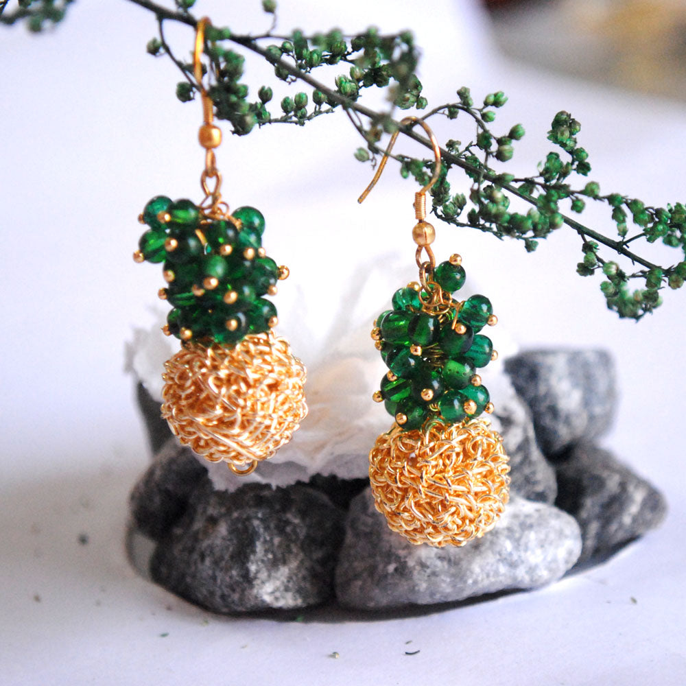 green beads garnish earrings
