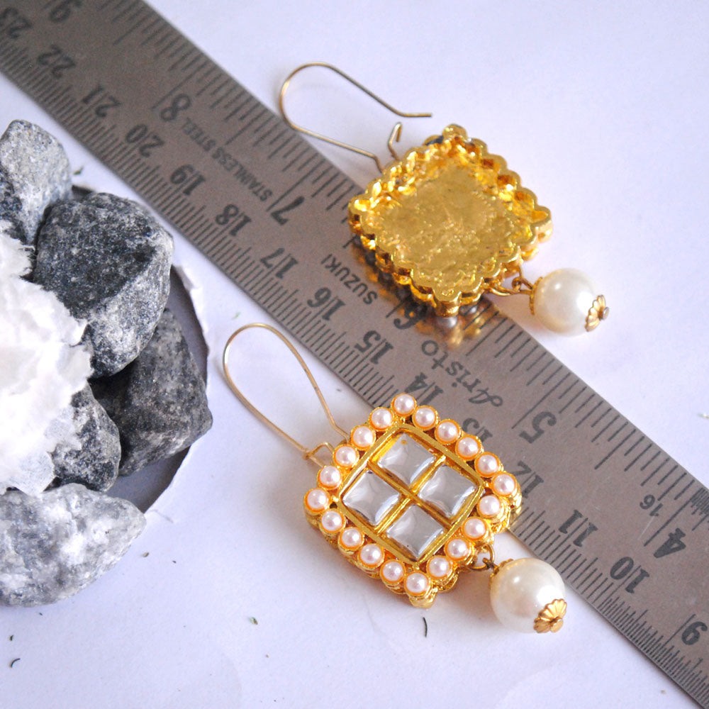 white glass kundan karigari earrings
