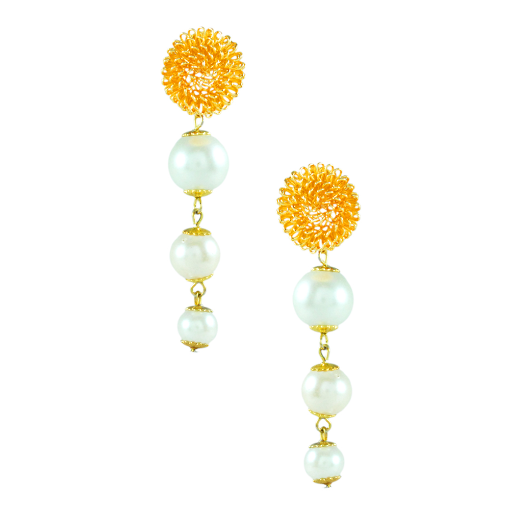 faux pearls porcupine earrings