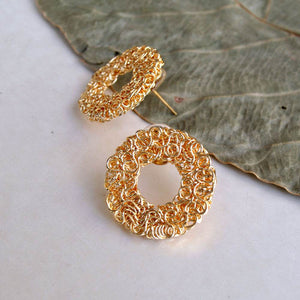 Traditional Kundan earrings in gold-tone, perfect for weddings and festive wear