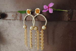 Traditional Kundan earrings in gold-tone, perfect for weddings and festive wear