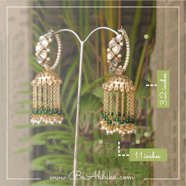 Traditional Kundan earrings in gold-tone, perfect for weddings and festive wear