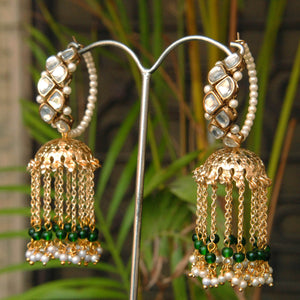 Traditional Kundan earrings in gold-tone, perfect for weddings and festive wear