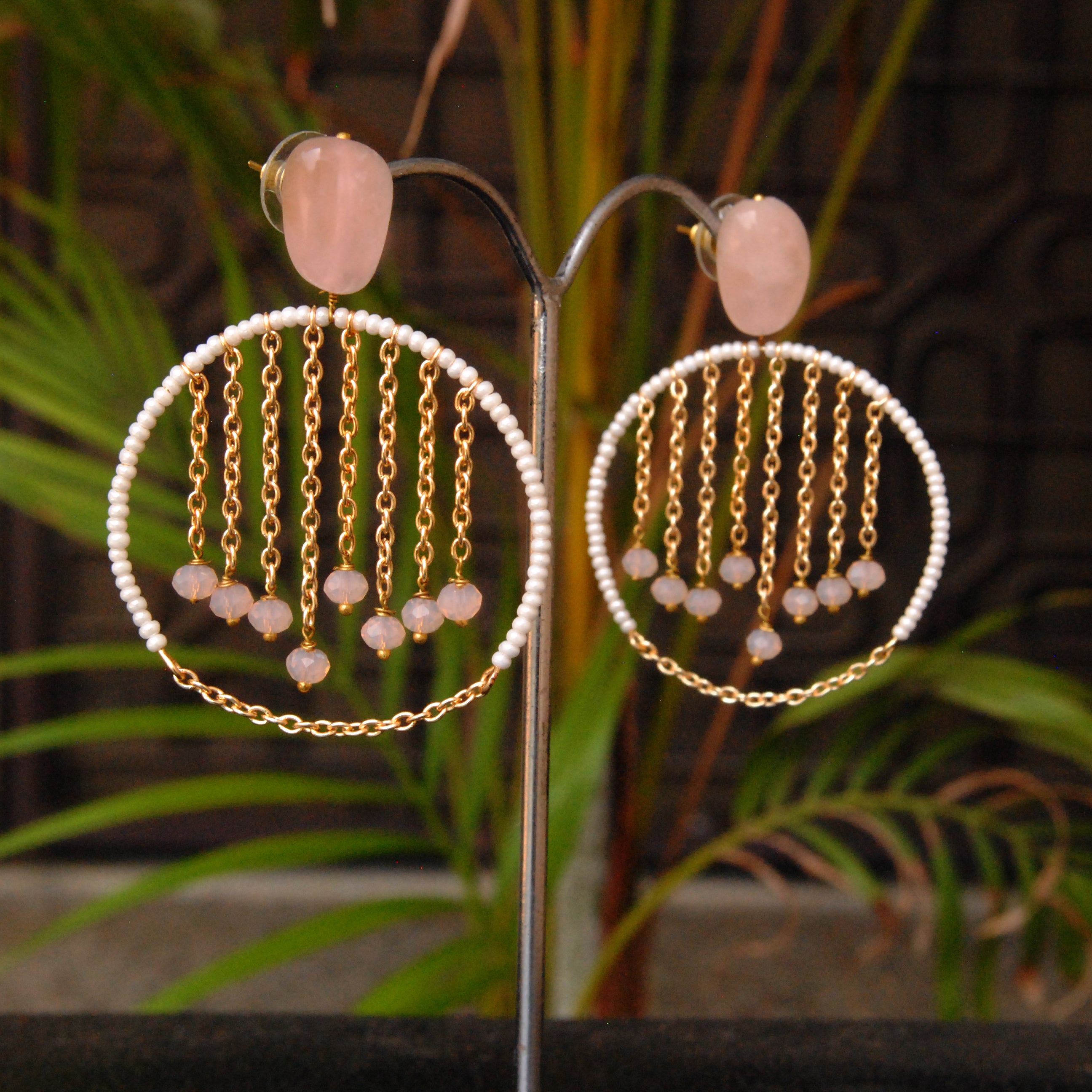 Brown Harmonia , stone and Diamond studded Statement Earrings for Wome –  www.soosi.co.in
