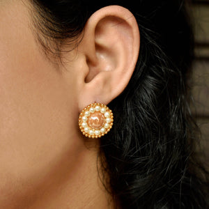 Traditional Kundan earrings in gold-tone, perfect for weddings and festive wear