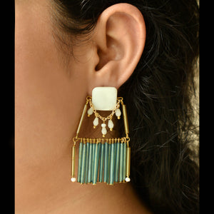 Traditional Kundan earrings in gold-tone, perfect for weddings and festive wear