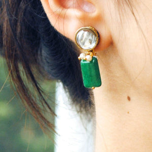 Traditional Kundan earrings in gold-tone, perfect for weddings and festive wear