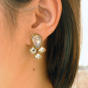 Traditional Kundan earrings in gold-tone, perfect for weddings and festive wear