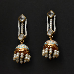 Traditional Kundan earrings in gold-tone, perfect for weddings and festive wear