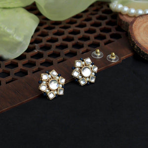 Traditional Kundan earrings in gold-tone, perfect for weddings and festive wear