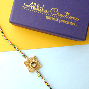 BeAbhika Kundan Gold Tone Mesh Rakhi Cheap Rakhi Gift Best Price Rakhi India Available Online COD Available Express Shipping Send Rakhi To Brother Free