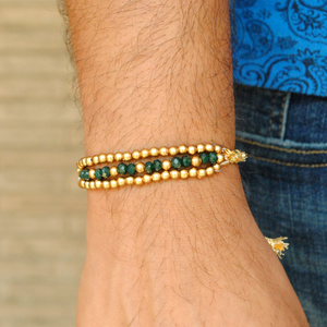 Green & Golden Beads Rakhi