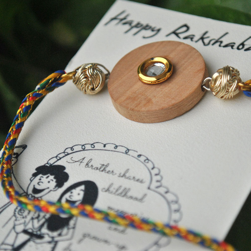 Kundan on wood Rakhi