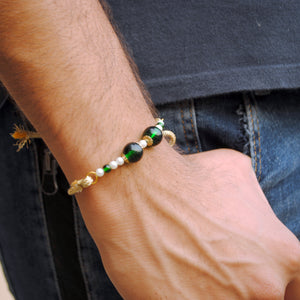 BeAbhika Green Pearl Personalised Initial Rakhi Gold Tone Lightweight Easy To Tie Customised Name Letter Rakhi Available At Best Price In India Online COD Available Send Rakhi To Brother Small Brother Big Brother Younger Brother Send Rakhi Abroad With Roli Chawal Capsules Designer Unqiue Famous 