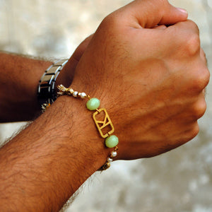 BeAbhika Green Pearl Personalised Initial Rakhi Gold Tone Lightweight Easy To Tie Customised Name Letter Rakhi Available At Best Price In India Online COD Available Send Rakhi To Brother Small Brother Big Brother Younger Brother Send Rakhi Abroad With Roli Chawal Capsules Designer Unqiue Famous 