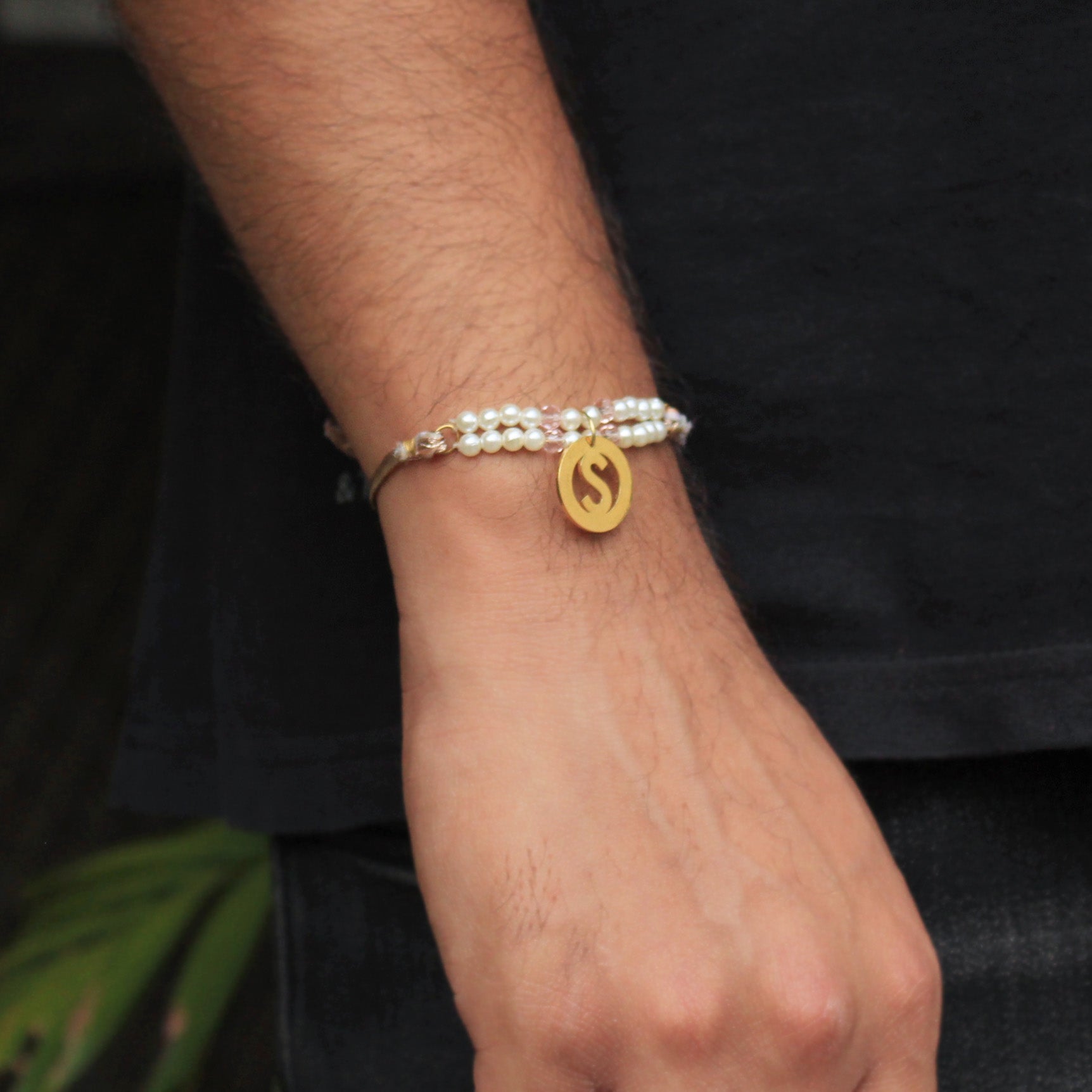 BeAbhika White Peach Pearl Personalised Initial Rakhi Gold Tone Lightweight Easy To Tie Customised Name Letter Rakhi Available At Best Price In India Online COD Available Send Rakhi To Brother Small Brother Big Brother Younger Brother Send Rakhi Abroad With Roli Chawal Capsules Designer Unqiue Famous 