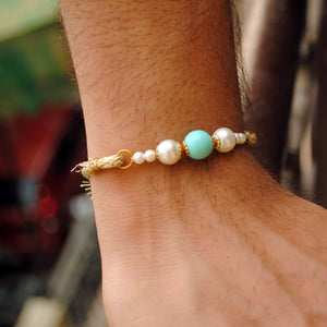 BeAbhika Blue Beads White Pearls Gold Tone Rakhi Special Designer Handmade Unique Bhai Rakhi Available In India Online At Best Price Send Rakhi To Brother COD Available Express Shipping