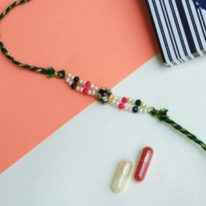 Green & Pink Beaded Rakhi