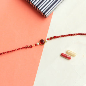 BeAbhika Red Kundan Rakhi Bhai Rakhi Available In India Online Best Price COD Express Shipping Send Rakhi To Abroad Brother