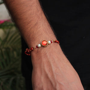 BeAbhika Red Kundan Rakhi Bhai Rakhi Available In India Online Best Price COD Express Shipping Send Rakhi To Abroad Brother
