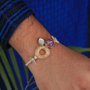 BeAbhika Gold Tone Rakhi Purple Kundan Golden Color Lightweight Easy To Tie Rakhi Available At Best Price In India Online COD Available Send Rakhi To Brother Small Brother Big Brother Younger Brother Send Rakhi Abroad With Roli Chawal Capsules Designer Unqiue Famous 
