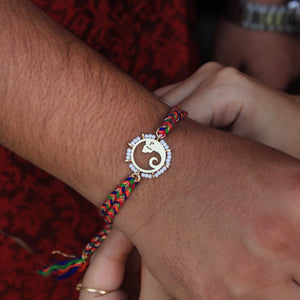BeAbhika Gold Tone Ganesha Design White Beads Hindu Religious Ganeish Ji Indian God Rakhi Designer Unqiue Famous Rakhi Lightweight Easy To Tie Rakhi Available At Best Price In India Online COD Available Send Rakhi To Brother Small Brother Big Brother Younger Brother Send Rakhi Abroad With Roli Chawal Capsules