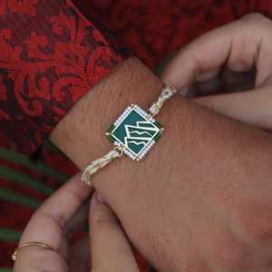 BeAbhika Gold Tone Mountain Lover Forest Rakhi Nature Inspired Rakhi Blue Acrylic Designer Unqiue Famous Rakhi Lightweight Easy To Tie Rakhi Available At Best Price In India Online COD Available Send Rakhi To Brother Small Brother Big Brother Younger Brother Send Rakhi Abroad With Roli Chawal Capsules