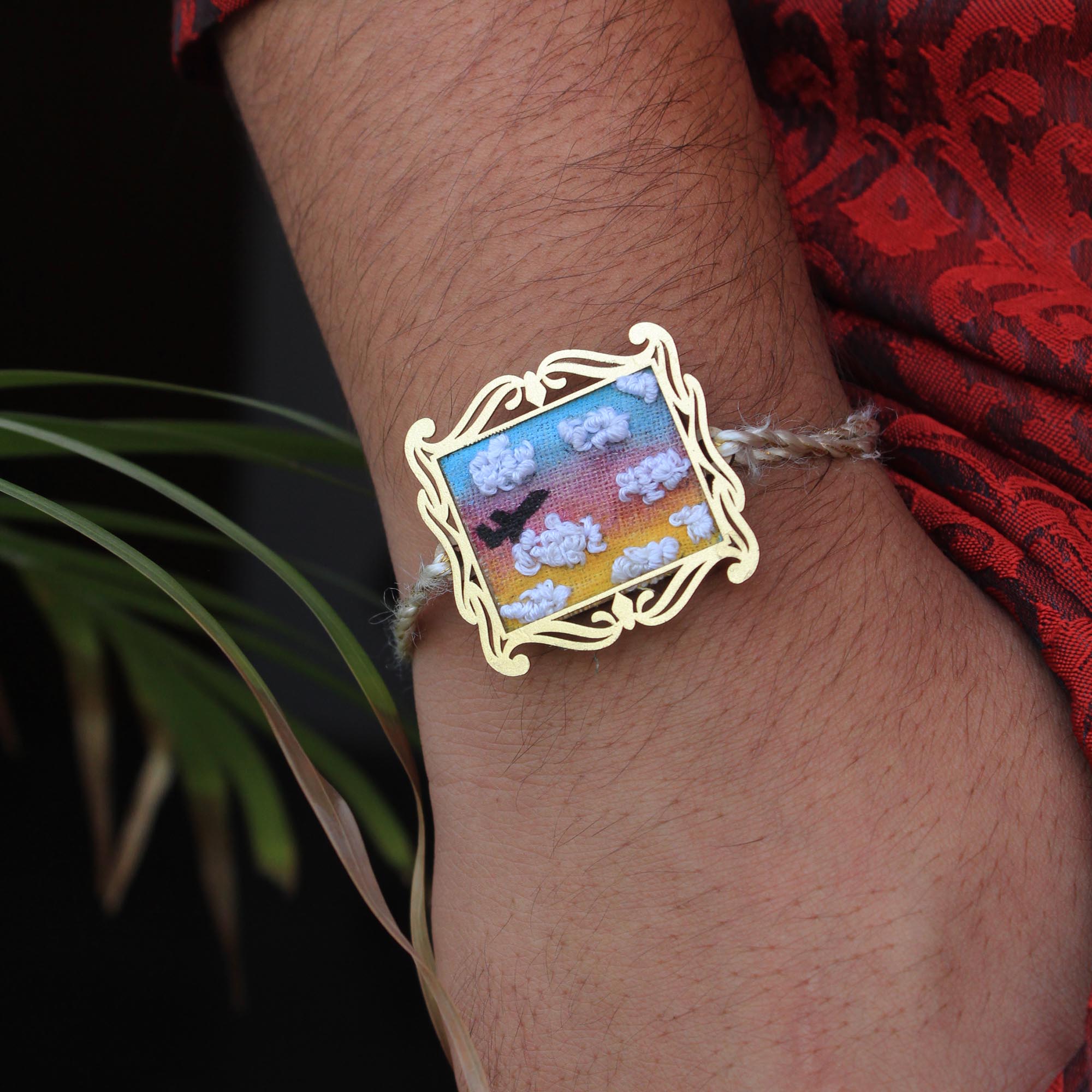 BeAbhika Hand Embroidered Rakhi Sky Fly High Airplane Pilot Bro Rakhi With Fridge Magnet Designer Unqiue Famous Rakhi Lightweight Easy To Tie Rakhi Available At Best Price In India Online COD Available Send Rakhi To Brother Small Brother Big Brother Younger Brother Send Rakhi Abroad With Roli Chawal Capsules