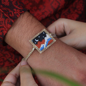 BeAbhika Hand Embroidered Star Gazing Astronaut Bro Moon Rakhi With Fridge Magnet Designer Unqiue Famous Rakhi Lightweight Easy To Tie Rakhi Available At Best Price In India Online COD Available Send Rakhi To Brother Small Brother Big Brother Younger Brother Send Rakhi Abroad With Roli Chawal Capsules