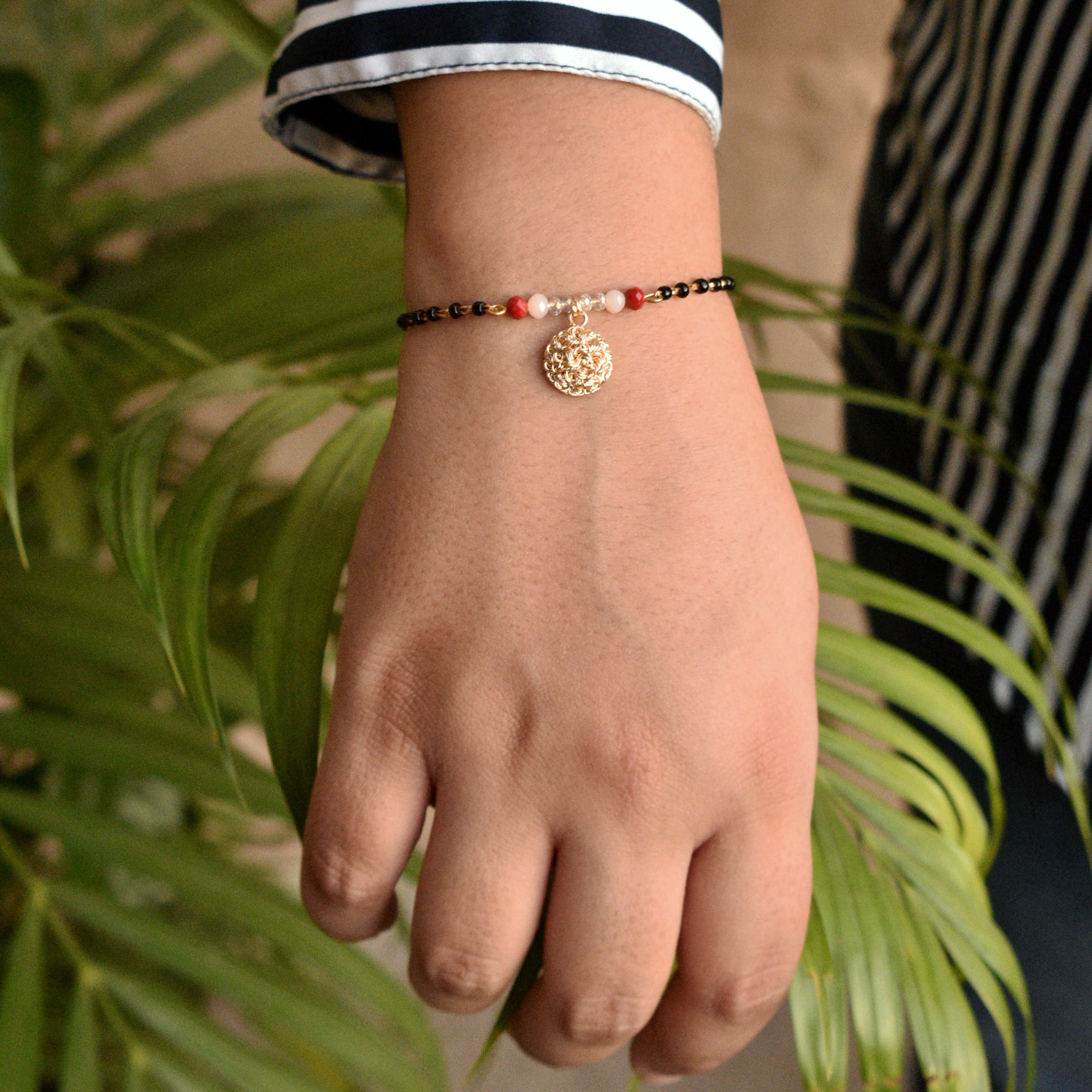 Women Gold Plated Beaded Sleek Mangalsutra/Bracelet – shopnccollection