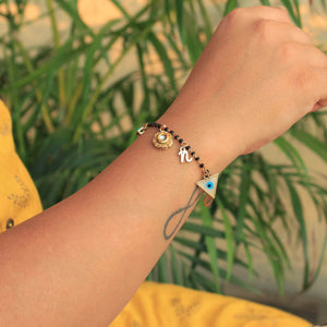 black beads enameled elements mangalsutra bracelet