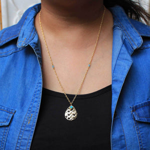 Leaf And Kundan Necklace - BeAbhika.com