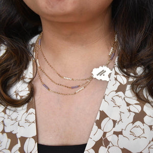 Lilac Asymmetric Layered State Necklace - BeAbhika.com