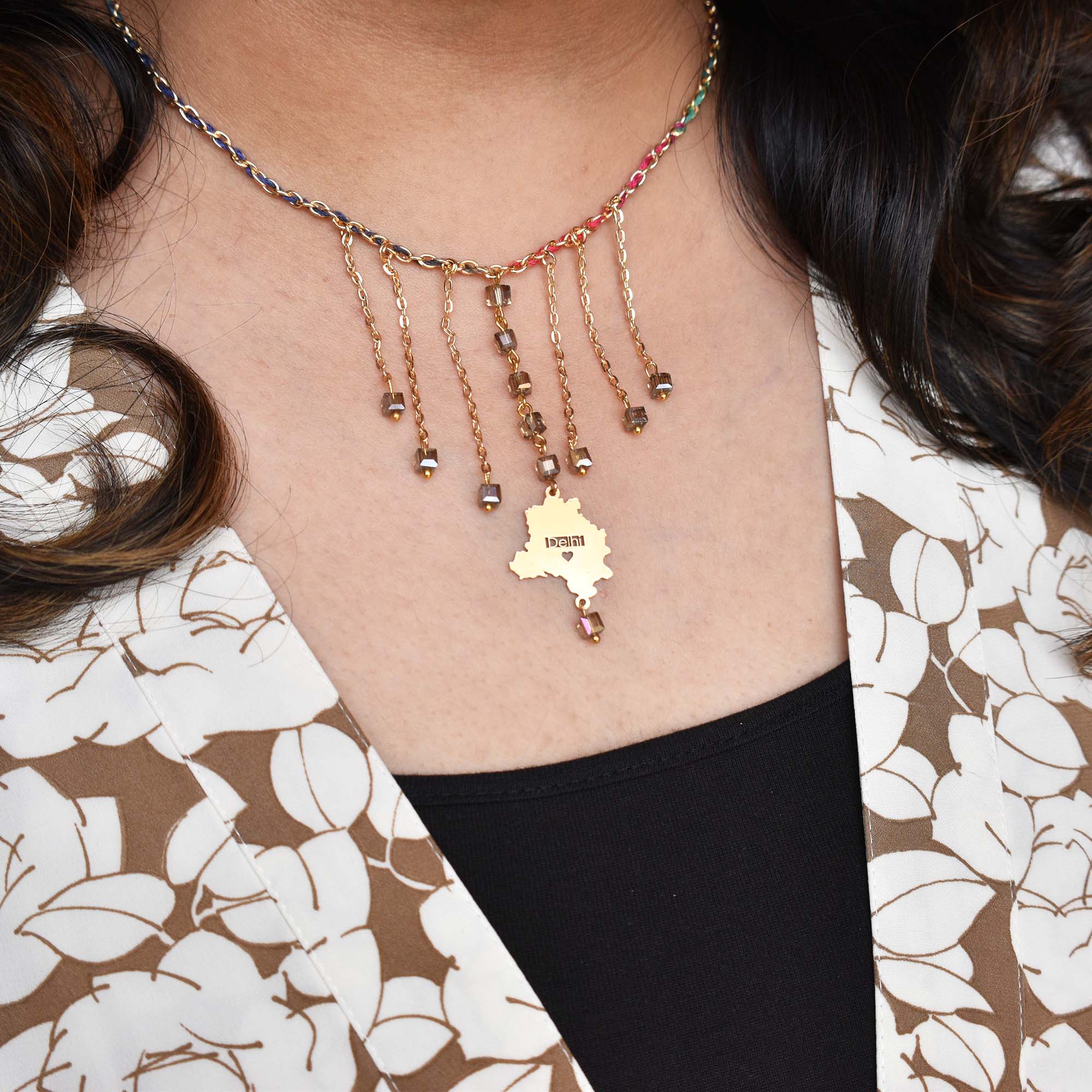 Dangling Chain State Charm Necklace
