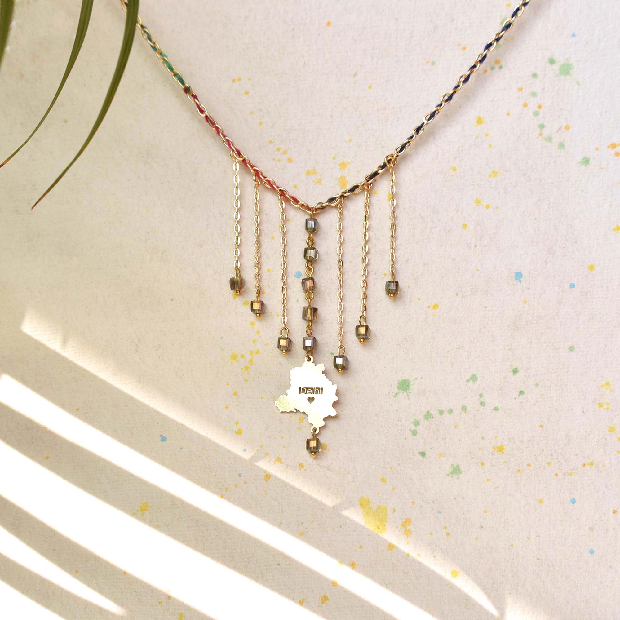 Dangling Chain State Charm Necklace