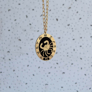 Black & Gold Zodiac Long Necklace - BeAbhika.com