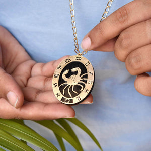 Black & Gold Zodiac Long Necklace - BeAbhika.com
