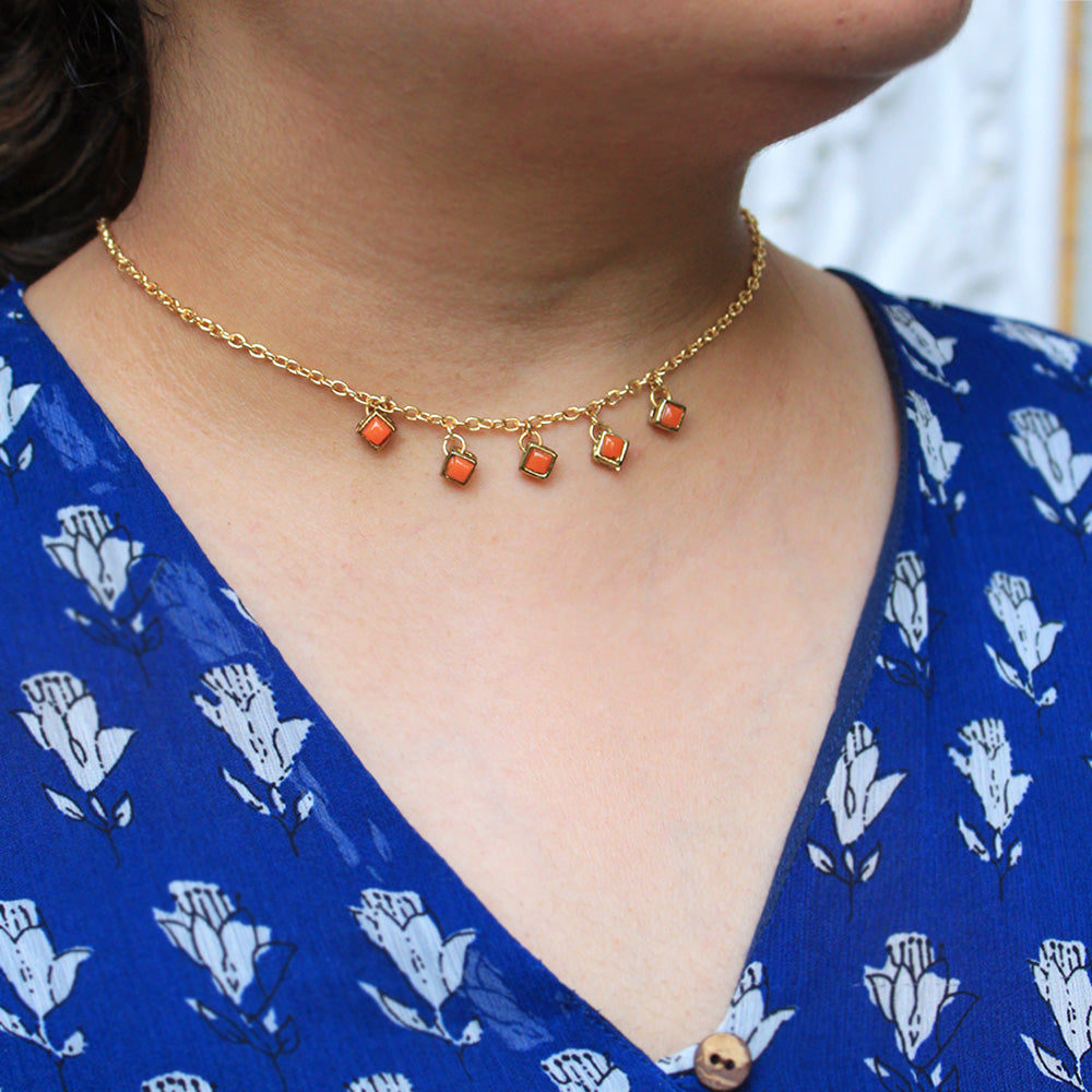 Colored Enameled Kundan Necklace