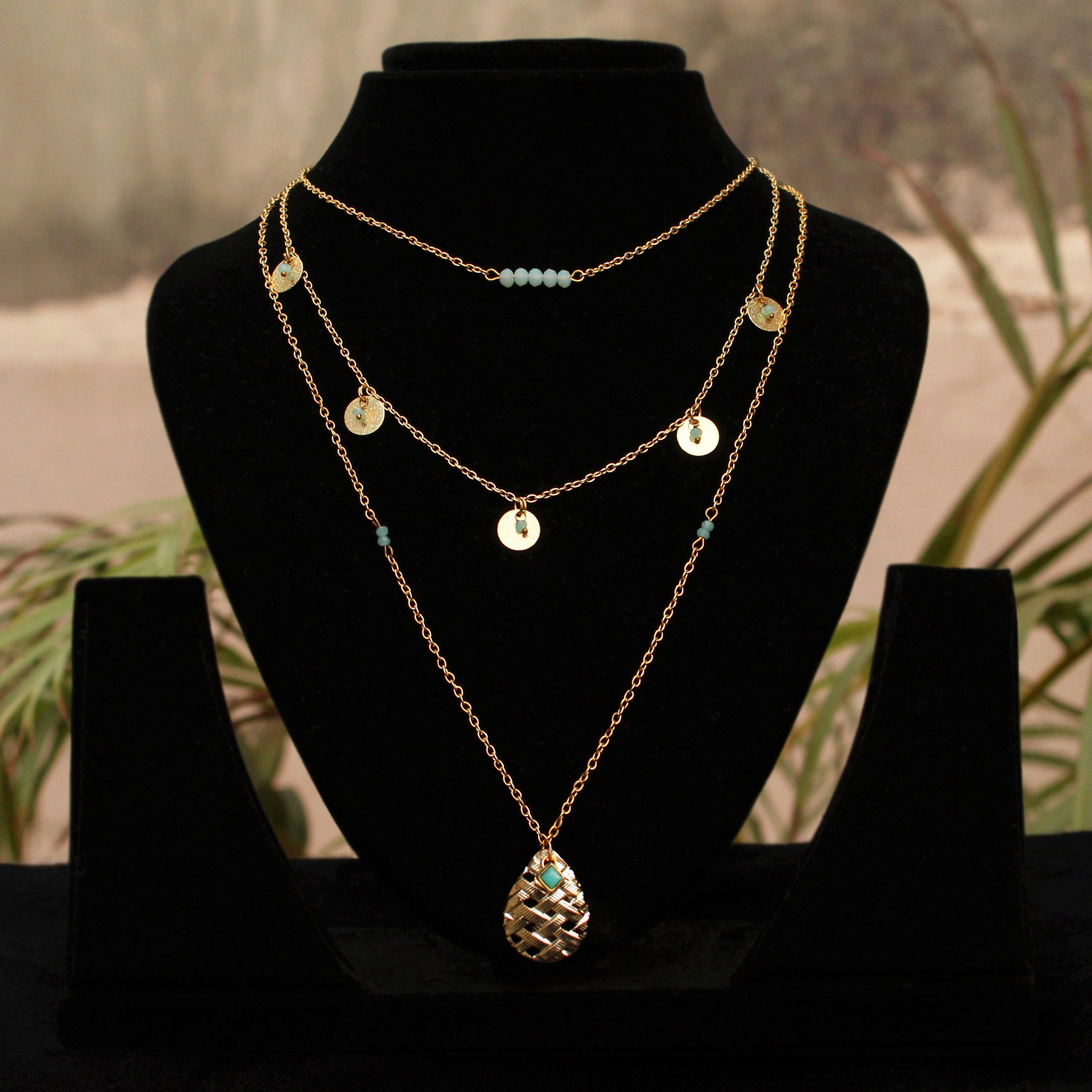 Three tier deals necklace gold