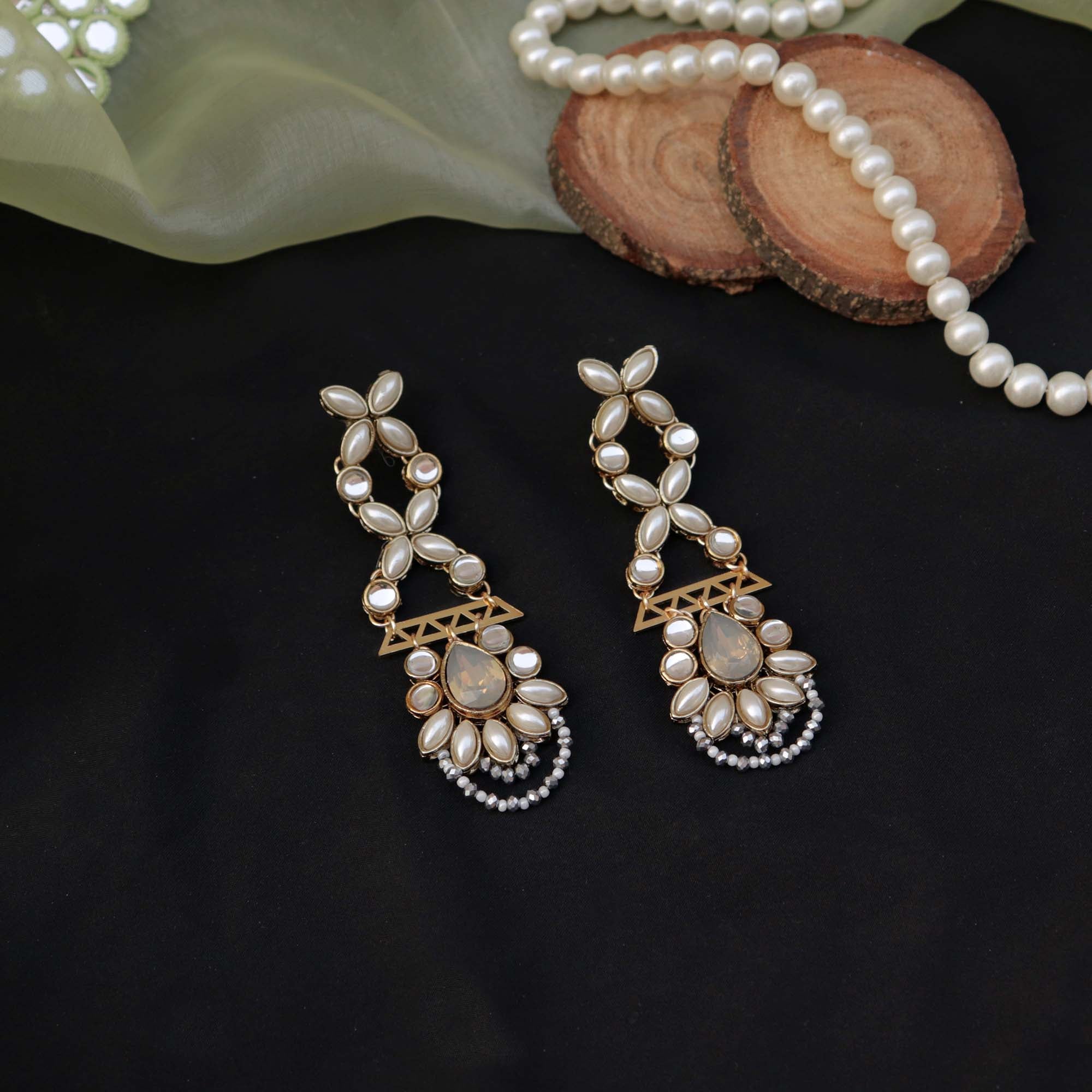 DIANA , ELEGANT REAL PEARL NECKLACE SET WITH MATCHING EARRINGS FOR WOM –  www.soosi.co.in