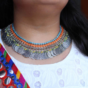 Oxidized necklaces with matching earrings perfect for dandia night designer navratri jewelry colorful necklaces